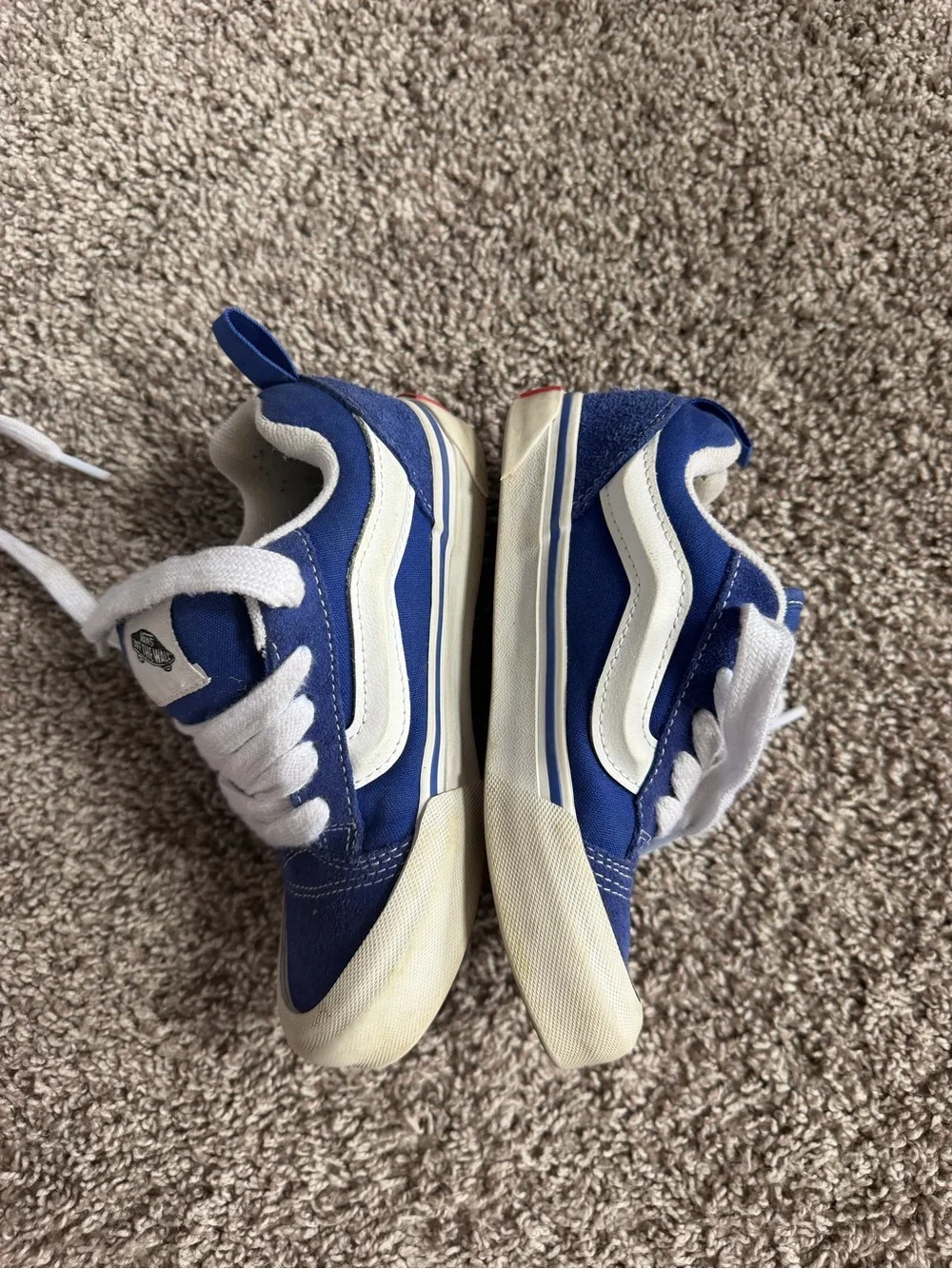 Vans Knu Skool Royal Blue White Canvas Suede Sneakers Kids Size 1.0